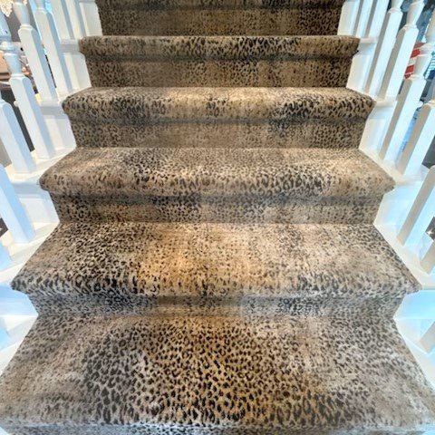 Stair installtion Stanton King Cheetah carpet in Wildroot in Edwards, IL
